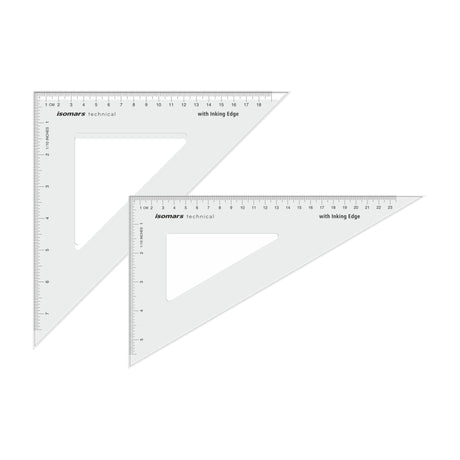 Isomars Technical Set Squares, Protractor,12 Inch Scale - Sides Beveled - Isomars
