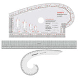 Multipurpose Curve, Gridding Scale & Armhole Curve with Marking Combo (Clear) - Isomars