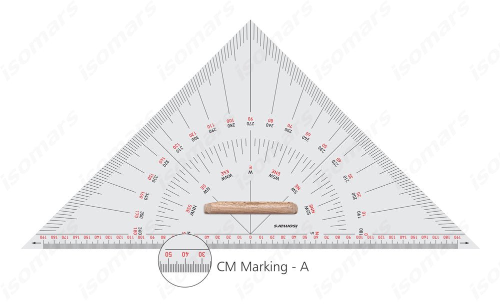 Nautical Set Square 10 Inch with Protractor | Acrylic Drafting Triangle Tool for Marine Navigation, Architecture & Engineering Drawing - Isomars
