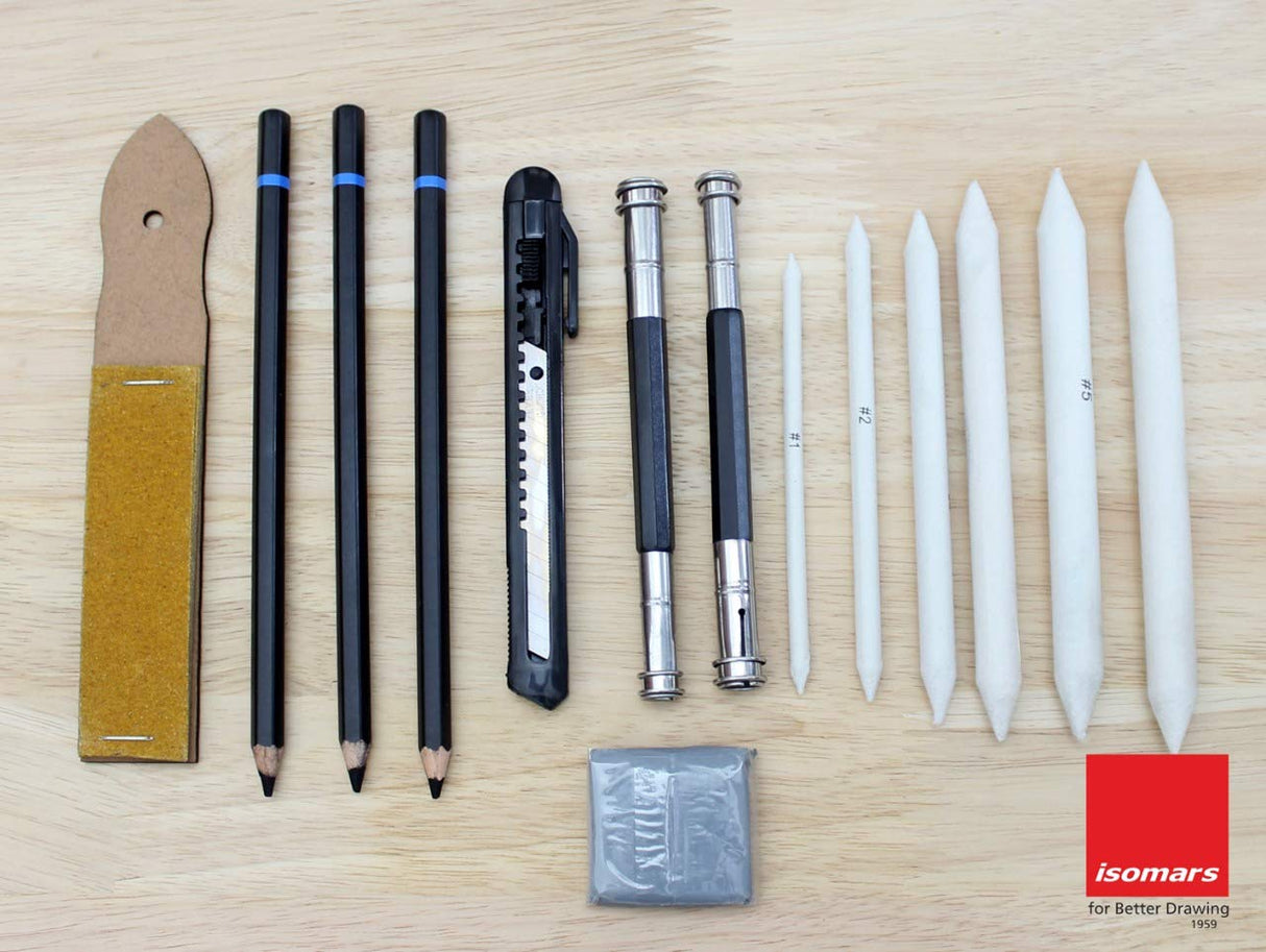 Pencil Wrap Case with Drawing & Sketching Tools - Isomars
