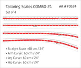 Tailoring Ruler (Set of 5) Isomars Quilting Template for Patchwork & Sewing - Isomars