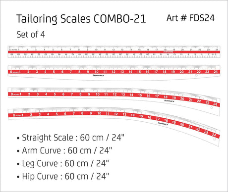 Tailoring Ruler (Set of 5) Isomars Quilting Template for Patchwork & Sewing - Isomars