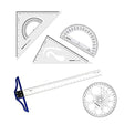 Technical Drawing Combo- 10x12 Inches Set Square, Pro Circle, 24 Inches T-Square, & Protractor - Isomars