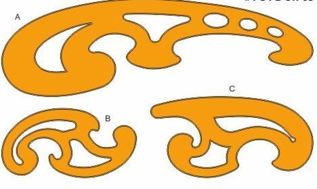 Technical Drawing Templates (Set of 4) - with French Curves - Isomars
