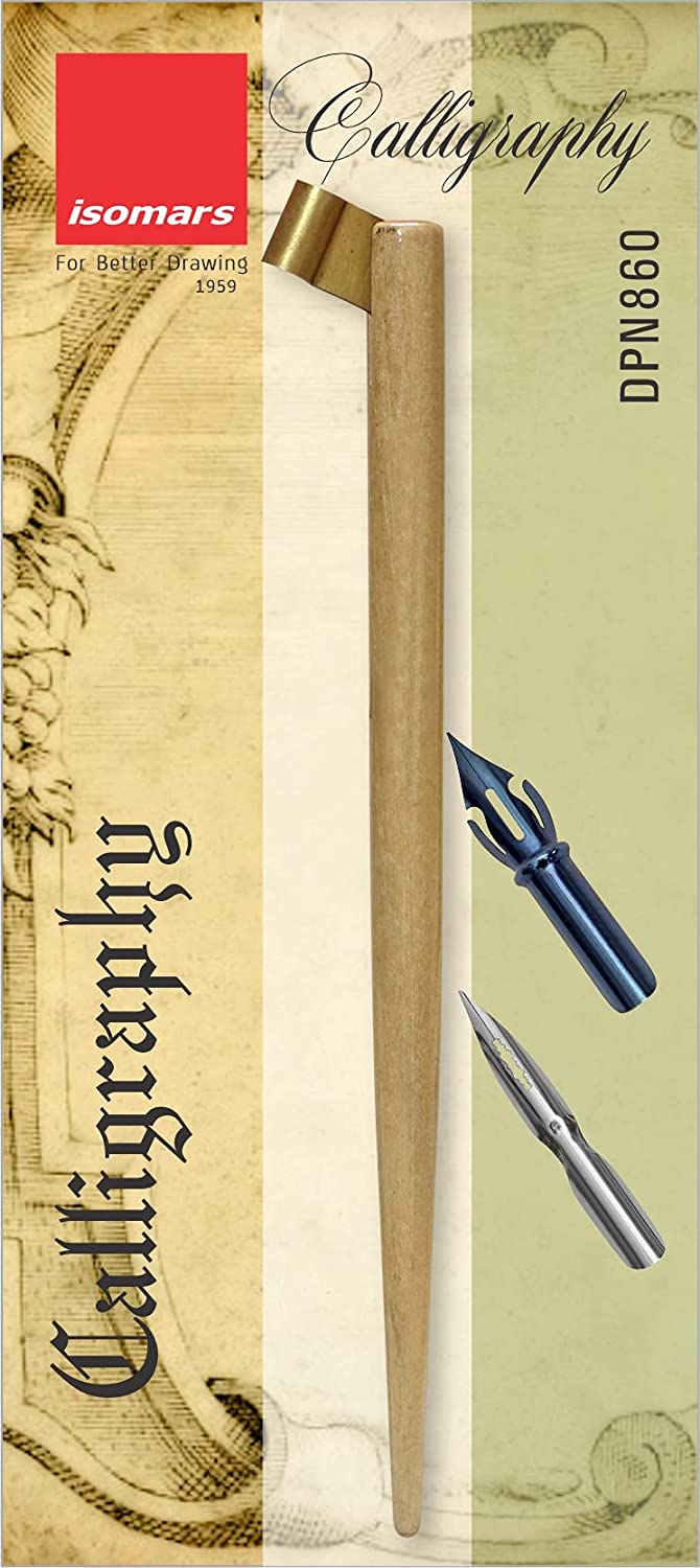 Wooden Vintage Oblique Holder Set with 2 Flex Dip Nibs - Isomars