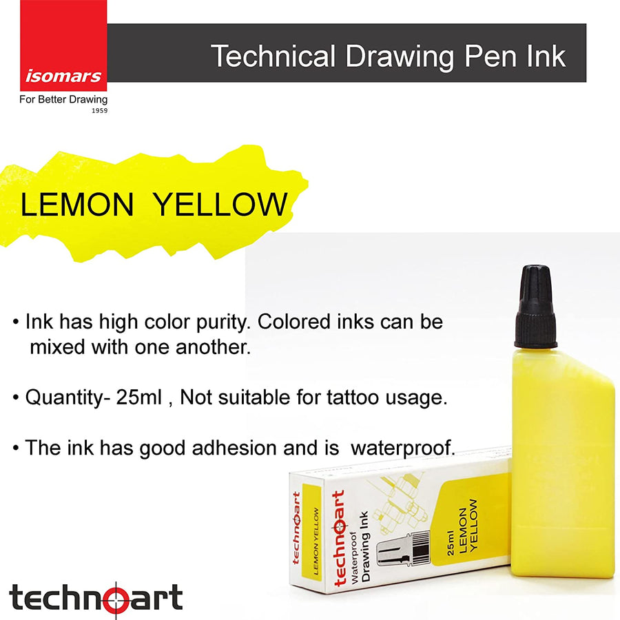 Technoart Technical Drawing Pen Ink- Yellow and Lemon Yellow Combo